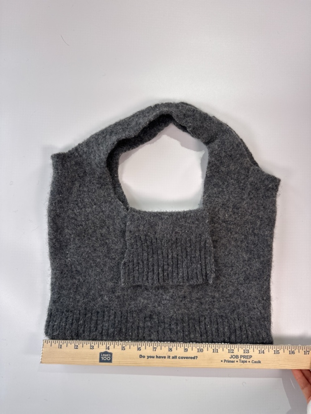 All Pure Wool Gray Knit Garment - Cozy Felted Texture - Picture 6 of 7